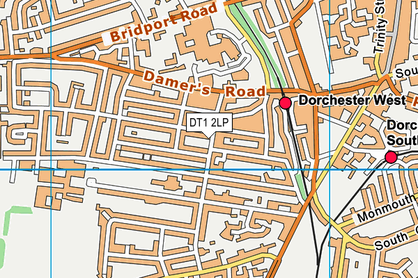 DT1 2LP map - OS VectorMap District (Ordnance Survey)