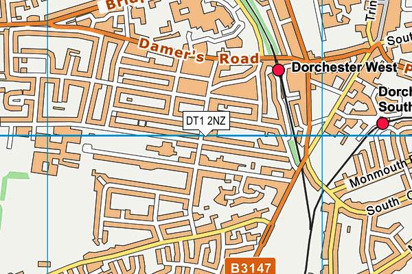 DT1 2NZ map - OS VectorMap District (Ordnance Survey)