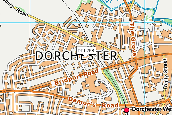 DT1 2PB map - OS VectorMap District (Ordnance Survey)