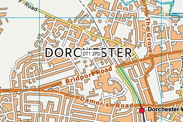 DT1 2PD map - OS VectorMap District (Ordnance Survey)