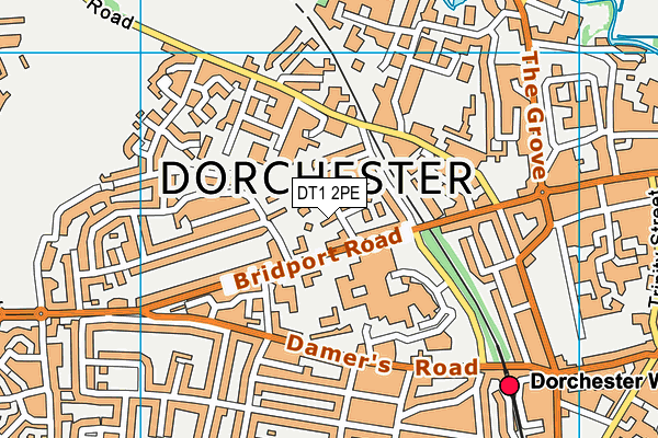 DT1 2PE map - OS VectorMap District (Ordnance Survey)