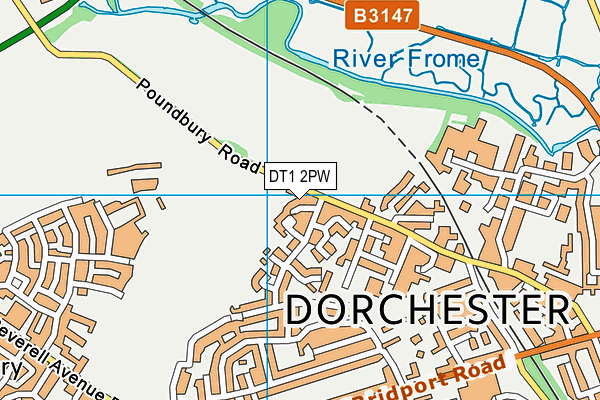 DT1 2PW map - OS VectorMap District (Ordnance Survey)
