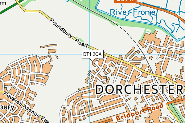 DT1 2QA map - OS VectorMap District (Ordnance Survey)
