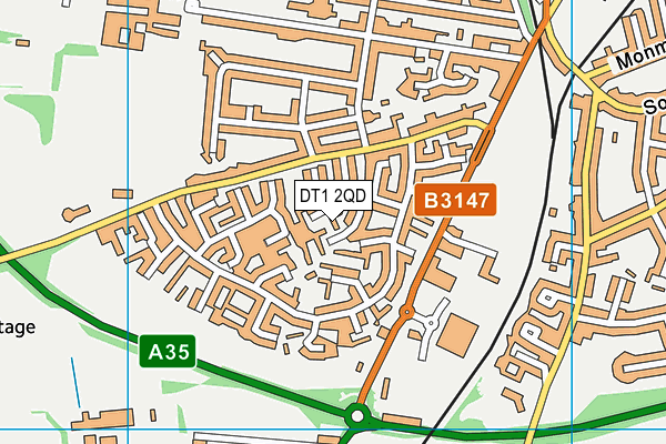 DT1 2QD map - OS VectorMap District (Ordnance Survey)