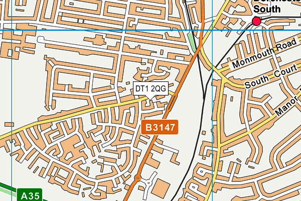 DT1 2QG map - OS VectorMap District (Ordnance Survey)