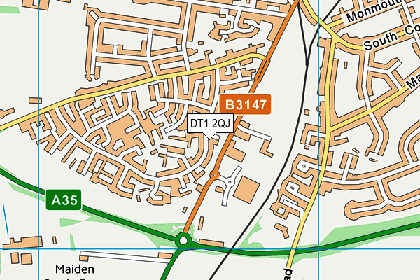 DT1 2QJ map - OS VectorMap District (Ordnance Survey)