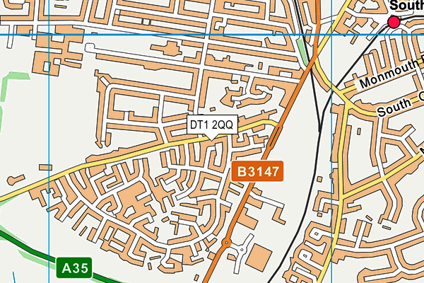 DT1 2QQ map - OS VectorMap District (Ordnance Survey)