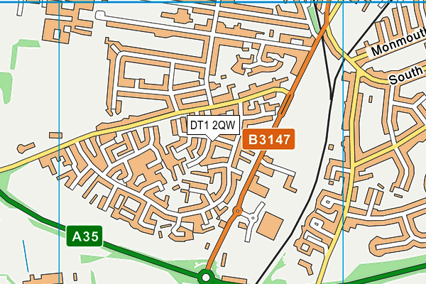 DT1 2QW map - OS VectorMap District (Ordnance Survey)