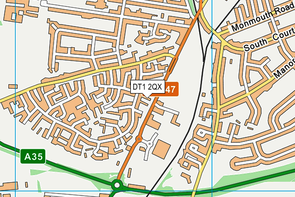 DT1 2QX map - OS VectorMap District (Ordnance Survey)