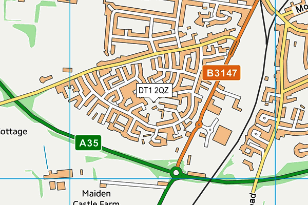 DT1 2QZ map - OS VectorMap District (Ordnance Survey)