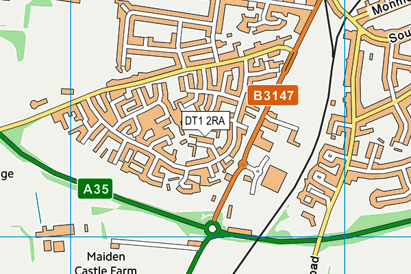 DT1 2RA map - OS VectorMap District (Ordnance Survey)