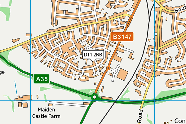 DT1 2RB map - OS VectorMap District (Ordnance Survey)
