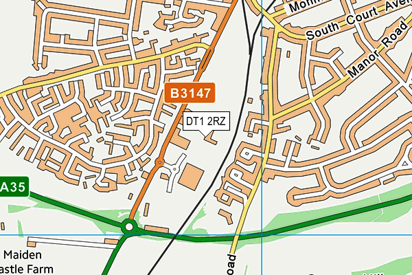 Ymca (Dorchester) map (DT1 2RZ) - OS VectorMap District (Ordnance Survey)