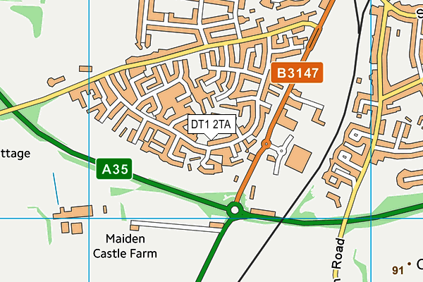 DT1 2TA map - OS VectorMap District (Ordnance Survey)