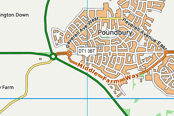 DT1 3BT map - OS VectorMap District (Ordnance Survey)