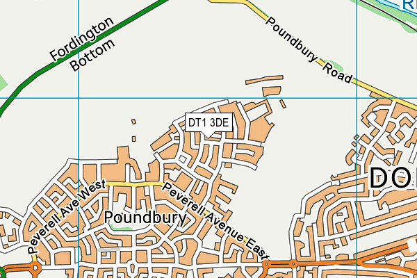 DT1 3DE map - OS VectorMap District (Ordnance Survey)