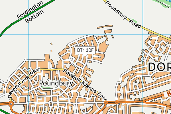 Damers First School map (DT1 3DF) - OS VectorMap District (Ordnance Survey)