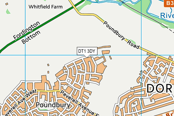 DT1 3DY map - OS VectorMap District (Ordnance Survey)