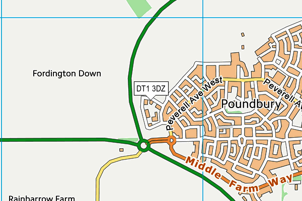 DT1 3DZ map - OS VectorMap District (Ordnance Survey)