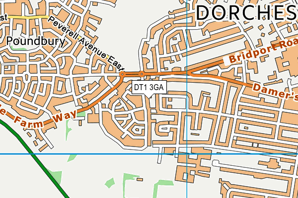 DT1 3GA map - OS VectorMap District (Ordnance Survey)