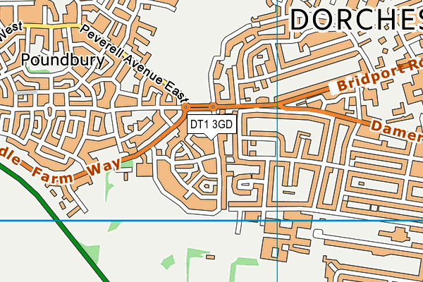 DT1 3GD map - OS VectorMap District (Ordnance Survey)