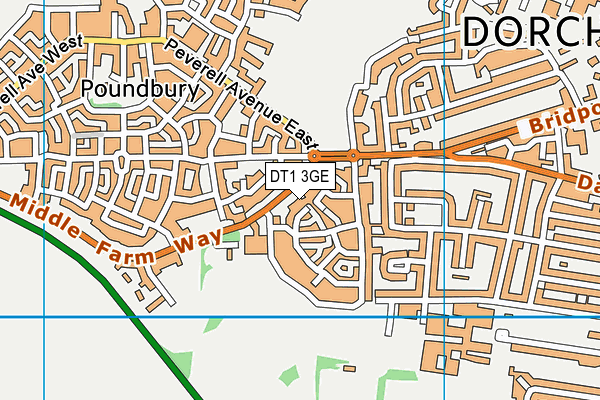 DT1 3GE map - OS VectorMap District (Ordnance Survey)
