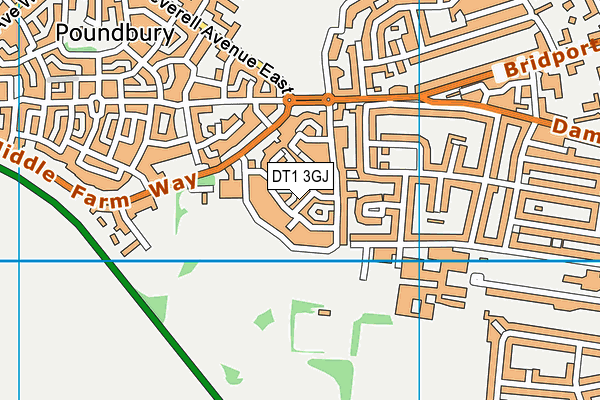 DT1 3GJ map - OS VectorMap District (Ordnance Survey)