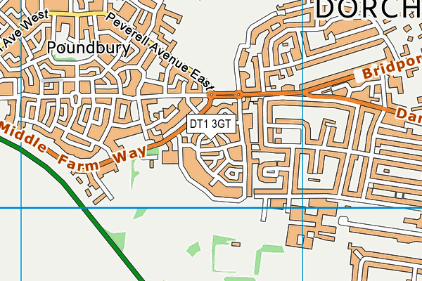 DT1 3GT map - OS VectorMap District (Ordnance Survey)