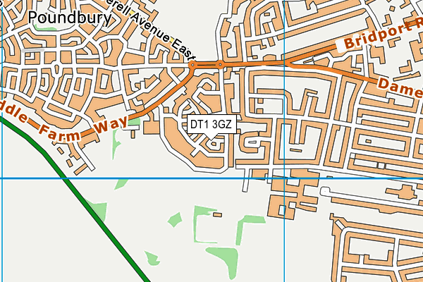 DT1 3GZ map - OS VectorMap District (Ordnance Survey)