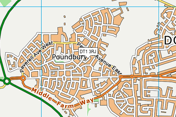 DT1 3RJ map - OS VectorMap District (Ordnance Survey)