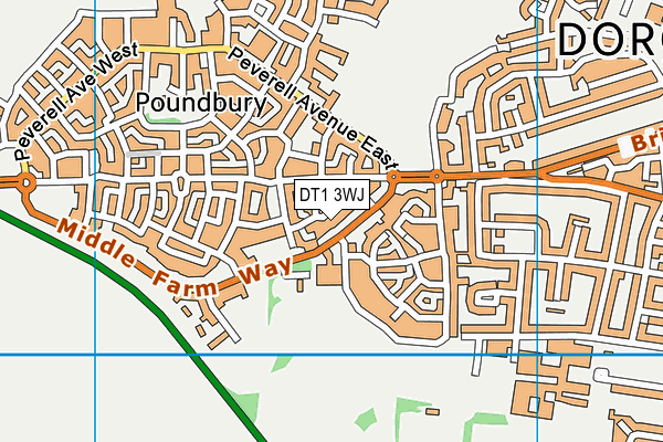 DT1 3WJ map - OS VectorMap District (Ordnance Survey)