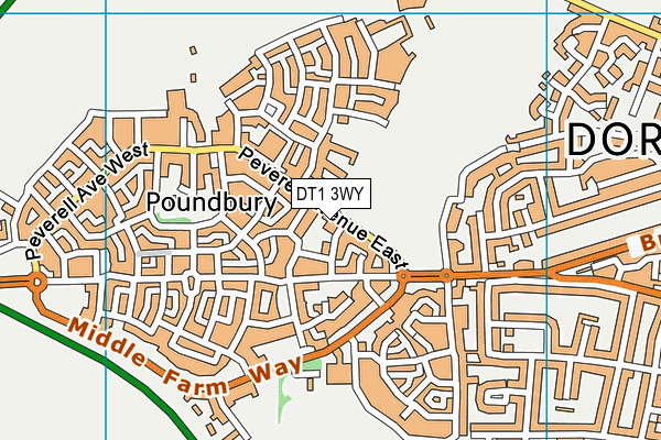 DT1 3WY map - OS VectorMap District (Ordnance Survey)