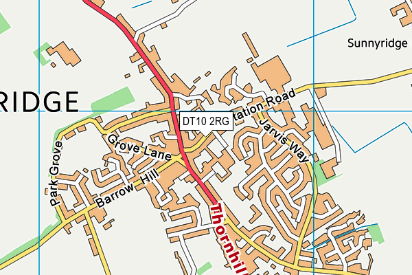 DT10 2RG map - OS VectorMap District (Ordnance Survey)