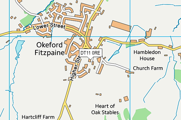 Okeford Fitzpaine Village Hall map (DT11 0RE) - OS VectorMap District (Ordnance Survey)