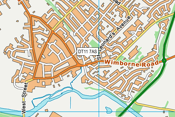 DT11 7AS map - OS VectorMap District (Ordnance Survey)