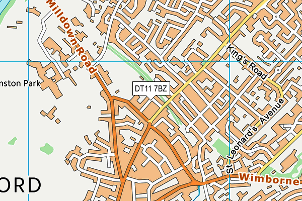 DT11 7BZ map - OS VectorMap District (Ordnance Survey)