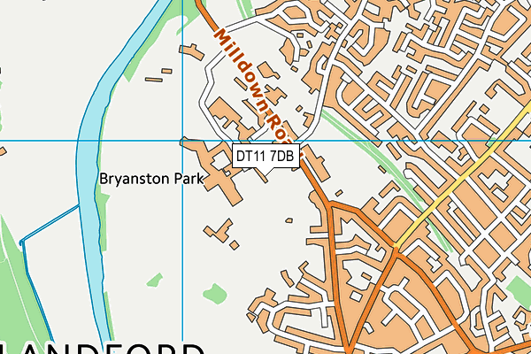Blandford Leisure Centre map (DT11 7DB) - OS VectorMap District (Ordnance Survey)