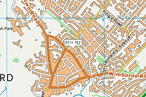 DT11 7EZ map - OS VectorMap District (Ordnance Survey)