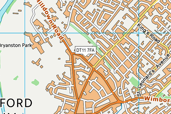DT11 7FA map - OS VectorMap District (Ordnance Survey)