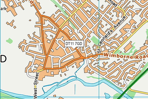 DT11 7GD map - OS VectorMap District (Ordnance Survey)