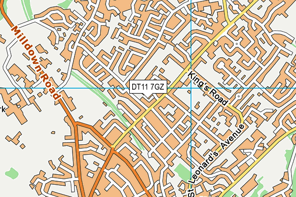 DT11 7GZ map - OS VectorMap District (Ordnance Survey)