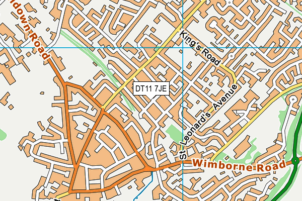 DT11 7JE map - OS VectorMap District (Ordnance Survey)