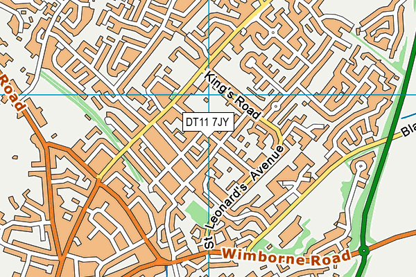DT11 7JY map - OS VectorMap District (Ordnance Survey)