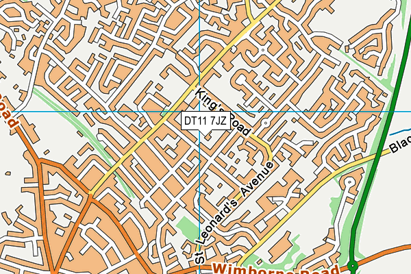 DT11 7JZ map - OS VectorMap District (Ordnance Survey)