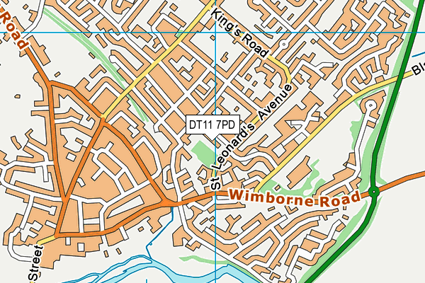 DT11 7PD map - OS VectorMap District (Ordnance Survey)