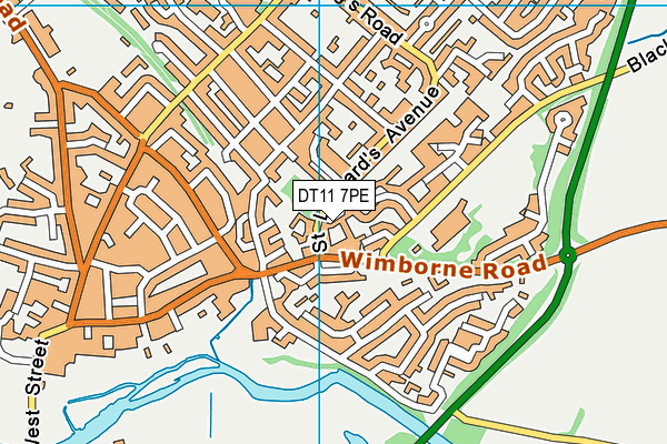 DT11 7PE map - OS VectorMap District (Ordnance Survey)