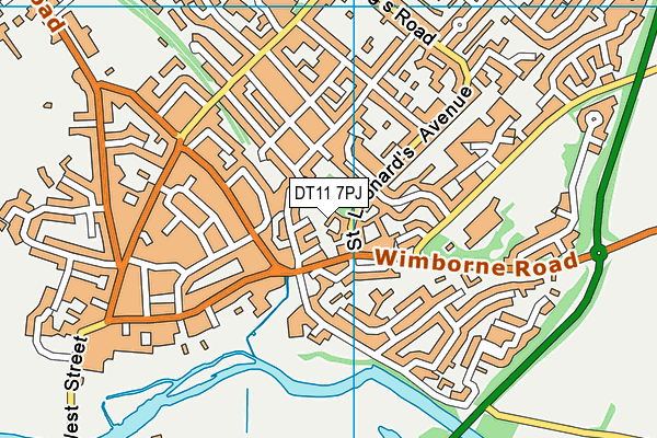 DT11 7PJ map - OS VectorMap District (Ordnance Survey)