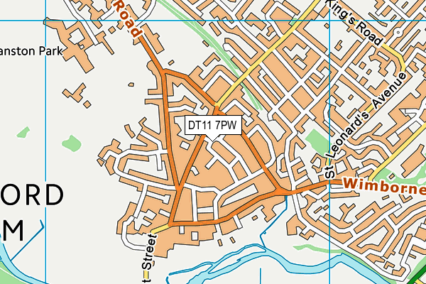 DT11 7PW map - OS VectorMap District (Ordnance Survey)