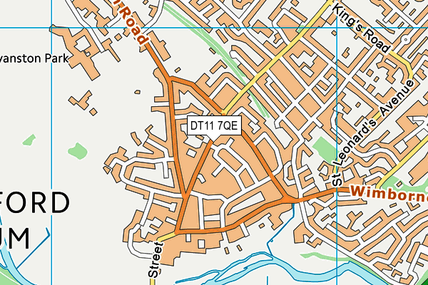 DT11 7QE map - OS VectorMap District (Ordnance Survey)