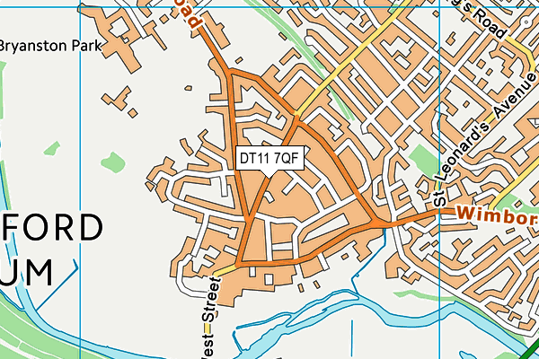 DT11 7QF map - OS VectorMap District (Ordnance Survey)